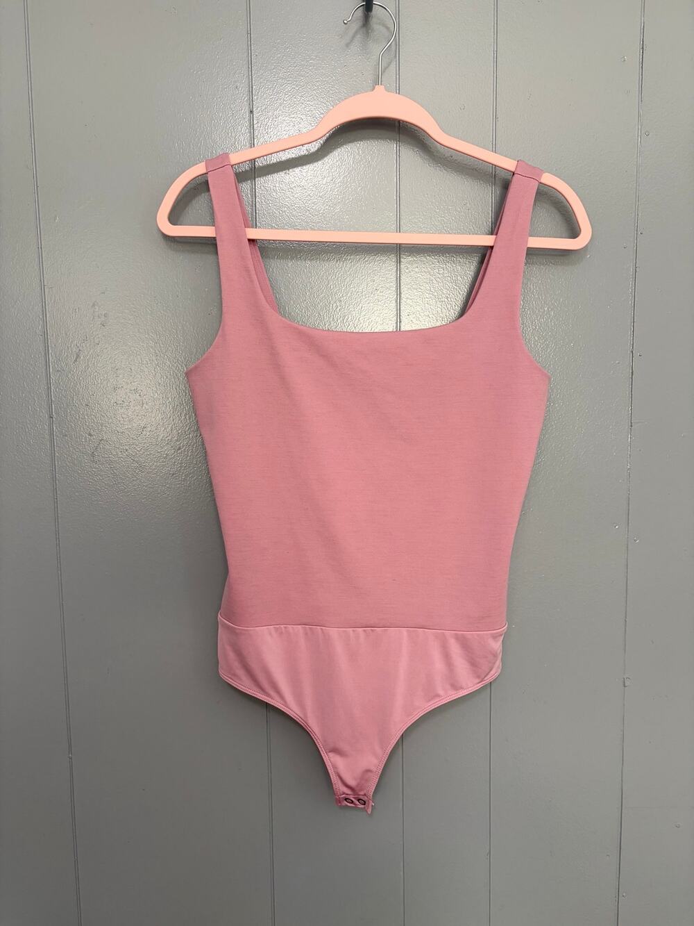 Express Dusty Pink Textured Body Contour Square Neck Tank Classic Bodysuit M